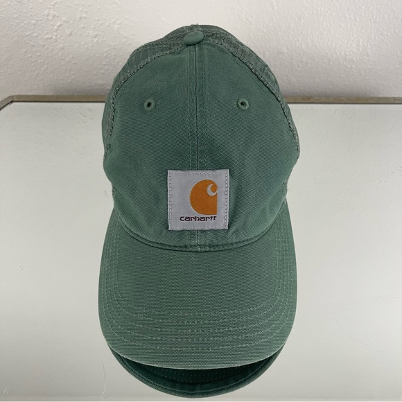 CARHARTT Vintage Unisex Leaf Green Trucker Canvas Mesh Back Buffalo Baseball Cap - Picture 4 of 10
